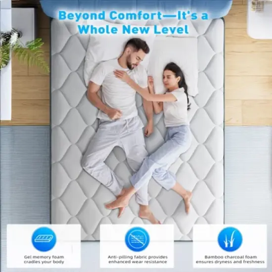 Swedrea Hybrid Mattress Cool Medium Firm Gel Memory Foam Pocket Spring, White image {7}