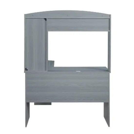 Modern L Shaped Desk with Hutch Gray - Techni Mobili image {6}