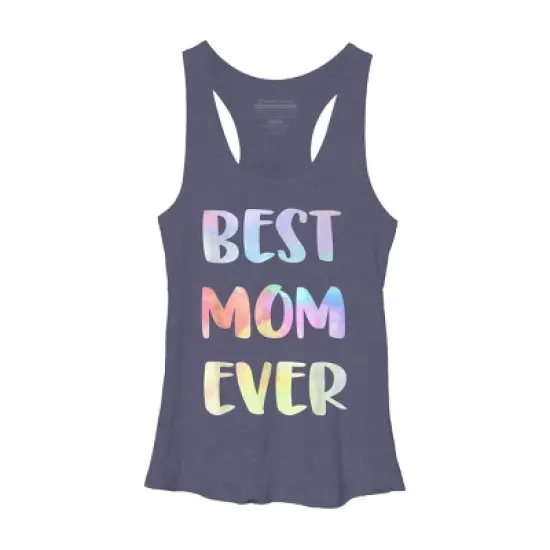Women's Design By Humans Best Mom Ever Rainbow Bubble Text By MiuMiuShop Racerback Tank Top image {4}