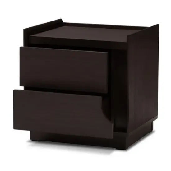 Larsine Finished 2 Drawer Nightstand Brown - Baxton Studio image {4}