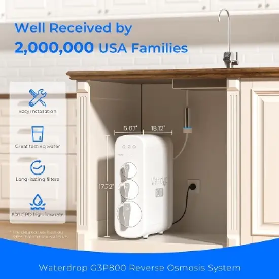 Waterdrop G3P800 Reverse Osmosis System Plus 1 Water Filter Pitcher image {1}