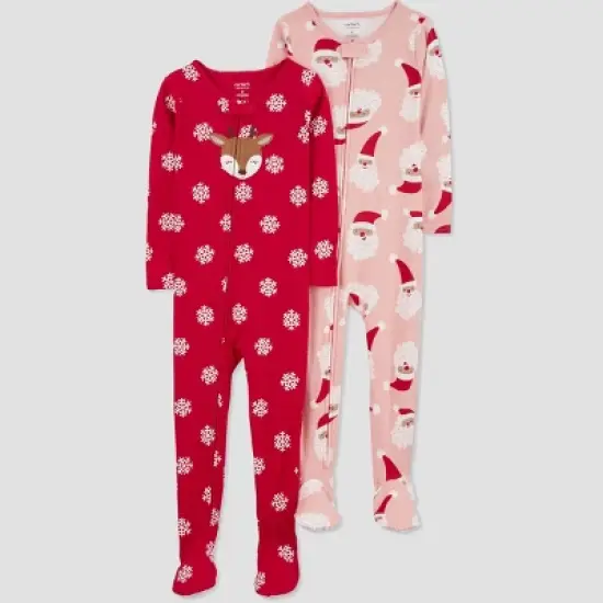 Carter's Just One You&reg; Toddler Girls' Snowflake Reindeer/Santa Footed Pajama  image {4}