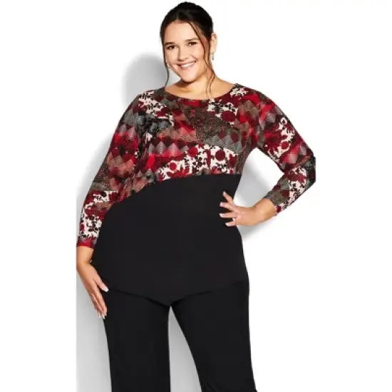 Women's Plus Size Carla Print Top - rust | AVENUE image {3}