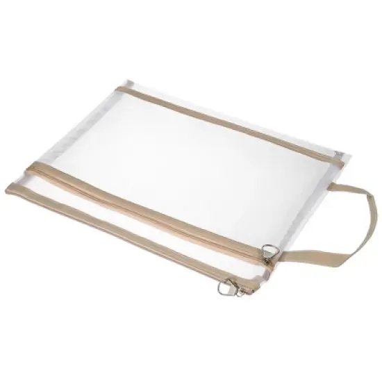 Unique Bargains Nylon A4 Mesh Zippered Clear Files Bag for Office Business with Handle image {7}