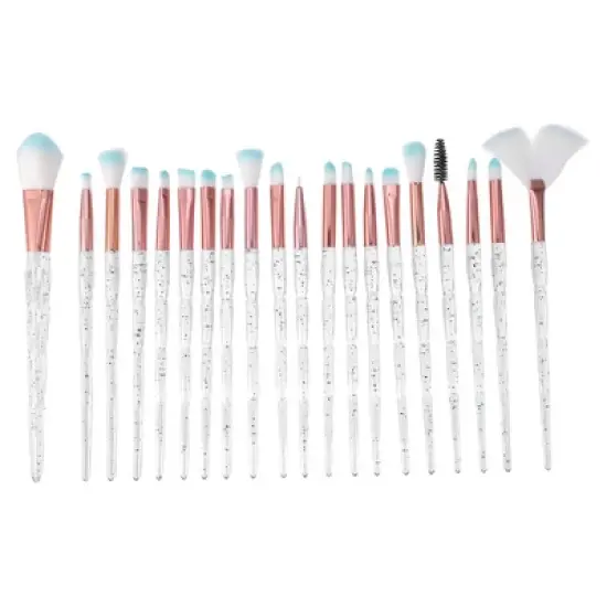Unique Bargains Makeup Brush Set Foundation Concealer Blusher Brush Nylon Plastic Metal Handle 20 Pcs image {6}