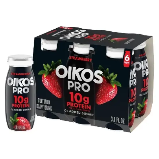 Oikos Pro Strawberry Cultured Dairy Drink - 3.1 fl oz/6ct image {13}