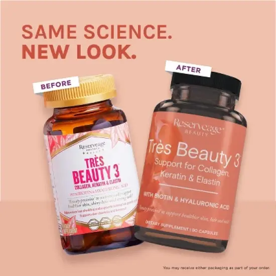 Reserveage Beauty, Tres Beauty 3, Collagen Supplement with Keratin and Biotin, Gluten Free, 90 Capsules (30 Servings) image {5}