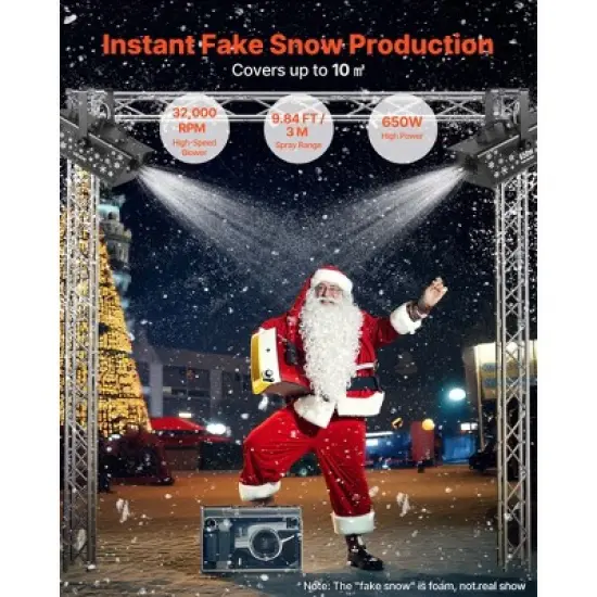 VEVOR Snow Machine,650W Handheld/Hanging Fake Snow Maker, Snowmaking Machine with Portable Handle,Outdoor & Indoor Artificial Snowflake Maker, Black image {2}