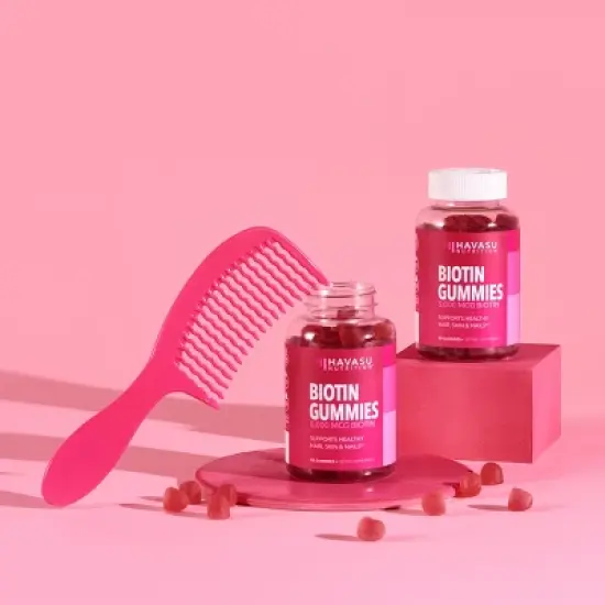 Biotin Gummies, Hair, Skin & Nail Supplement, Strawberry Flavor, Havasu Nutrition, 90ct image {4}
