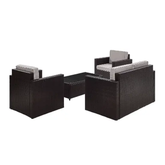 Palm Harbor 4pc Outdoor Wicker Conversation Set - Gray - Crosley image {5}