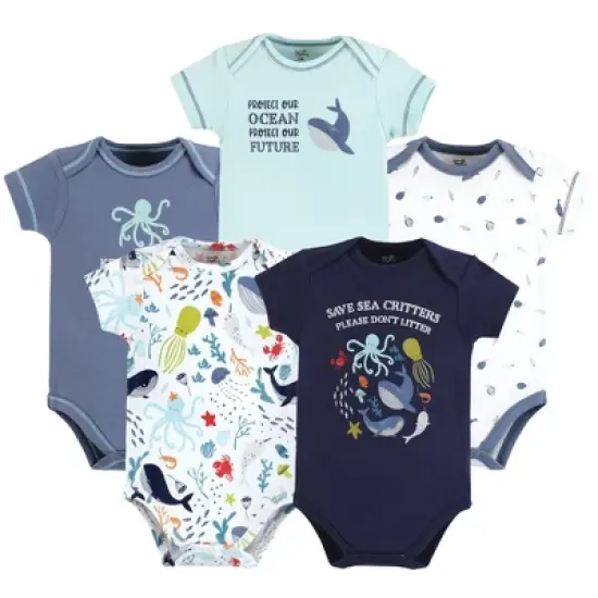 Touched by Nature Organic Cotton Bodysuits, Sea Critters image {10}