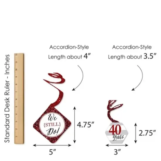 Big Dot of Happiness We Still Do - 40th Wedding Anniversary - Anniversary Party Hanging Decor - Party Decoration Swirls - Set of 40 image {6}