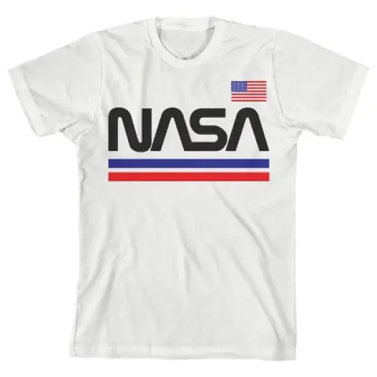 NASA Red White and Blue Logo White T-shirt Toddler Boy to Youth Boy image {7}