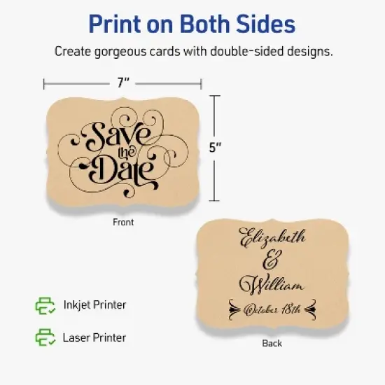 Avery Kraft Brown Invitation Cards, 5" x 7" Rectangle Flourished Edge image {5}