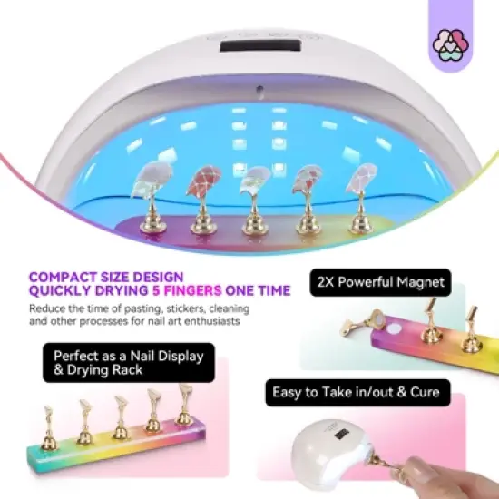 Saviland Salon-Grade Press-On Display: 3-Pc 1.2N Magnetic Stands w/40 Reusable Silicone Pads - Iridescent Artistry Training System. image {6}