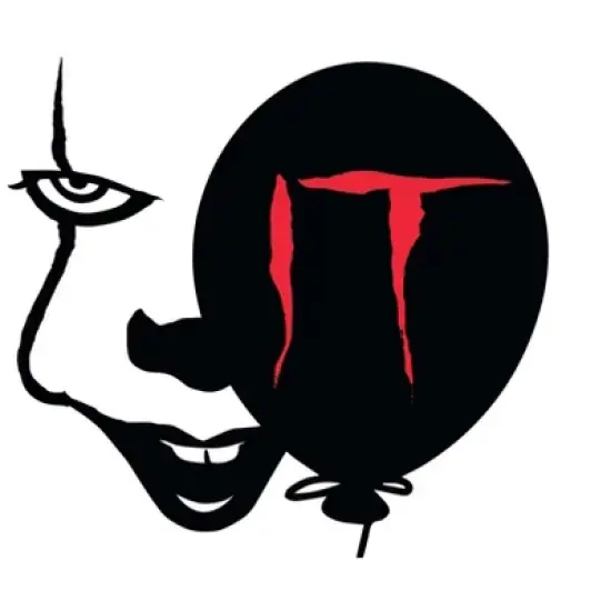 It 2017 Movie Pennywise and Black Balloon Women's White Graphic Tee image {1}