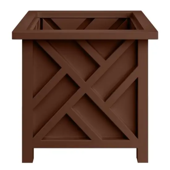 15.5-inch Lattice Design Planter Box - Decorative Outdoor Flower or Plant Pot - Front Porch, Patio, and Garden Decor by Pure Garden image {6}