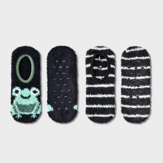 Women's Frog 2pk Cozy Liner Socks - Black/Green/White 4-10 image {3}