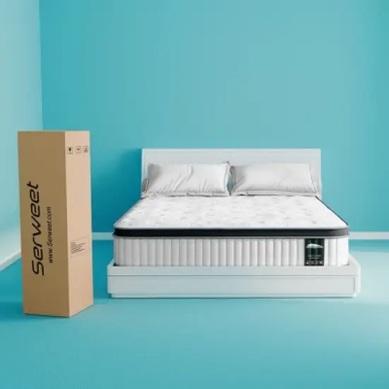 Serweet 12" Spring & Memory Foam Hybrid Mattress- Compatible with Platform Bed, Box Spring, or Slat Base image {3}