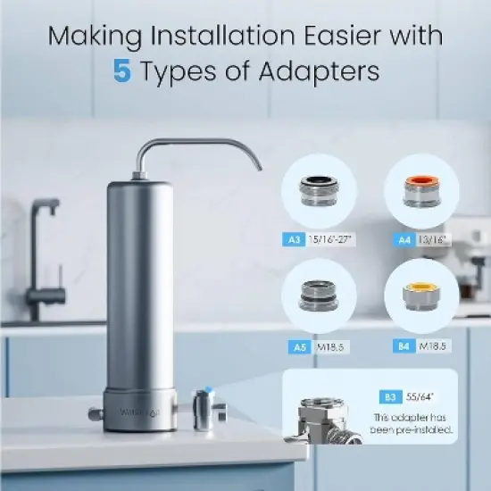 Waterdrop Alkaline Countertop Water Filter with 1 Extra Replacement Filter Stainless Steel image {4}