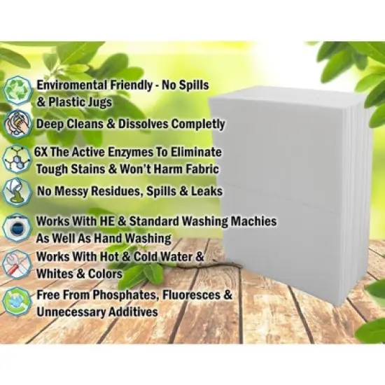 5 Star Super Deals Laundry Detergent Sheets (120 Loads) Liquidless, Eco-Friendly, Hypoallergenic, & Enzyme-Based Stain Removal image {8}