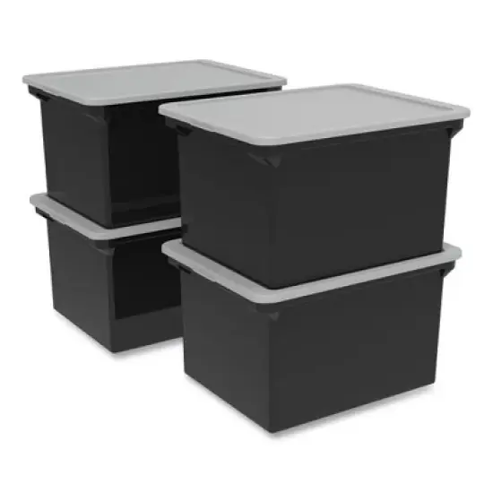 Storex Tote with Comfort Edges, Legal/Letter, 13.9" x 18.3" x 10.6", Black, 4/Carton image {2}