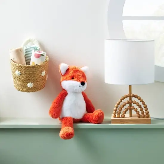 Braided Water Hyacinth with Tufted Embroidery Small Round Storage Basket - Cloud Island&trade; image {1}