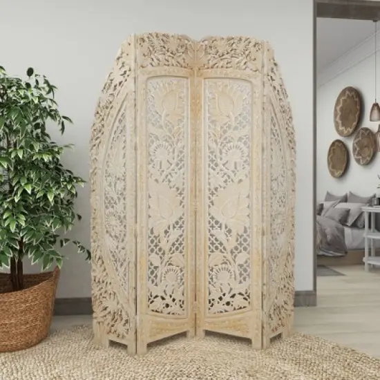 Eclectic Wood Room Divider Screen White - Olivia & May image {16}