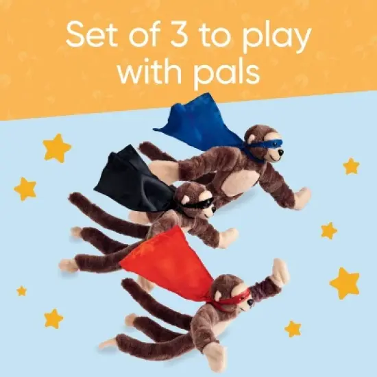 HearthSong Set of Three Plush Flying Flingshot Howling Monkeys in Colorful Cloaks image {4}