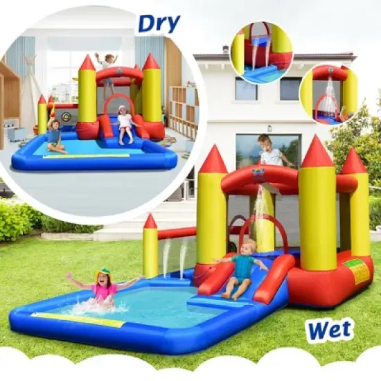 Costway Inflatable Water Slide Castle Kids Bounce House Indoor & Outdoor without Blower image {3}