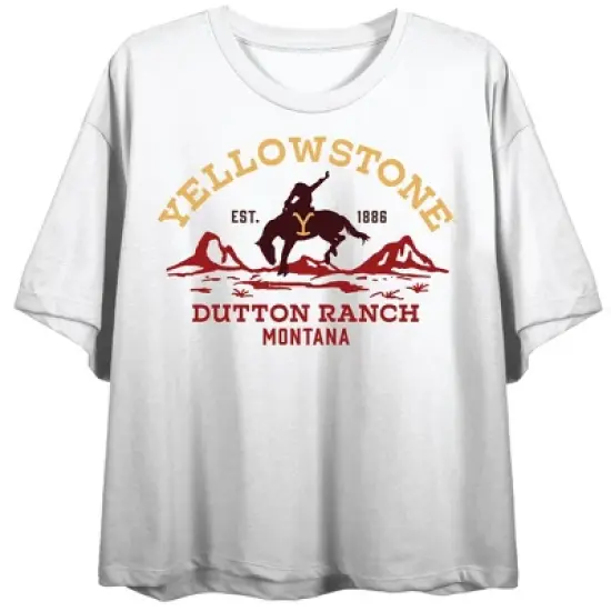 Yellowstone Protect the Land Women's White Graphic Crop Tee image {4}