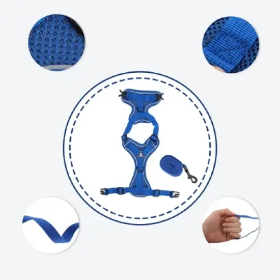 Unique Bargains Cat Harness and Leash with Reflective Strips Medium Blue 1 Set image {2}