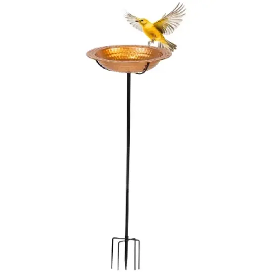 Sunnydaze Outdoor Staked Bird Bath or Bird Feeder with Copper Finish and Step-In Stake - 38" image {9}