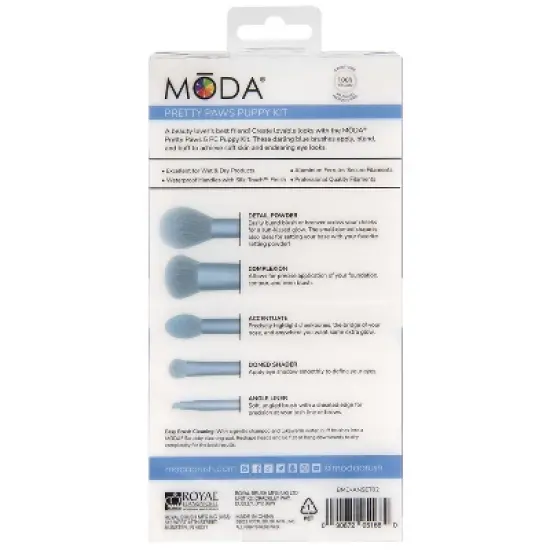 MODA Brush Pretty Paws 5pc Puppy Makeup Brush Kit, Includes Domed Shader, Angle Liner, and Accentuate Makeup Brushes image {7}