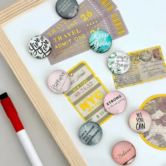 Wrapables Crystal Glass Magnets, Refrigerator Magnets for Office Whiteboards, Cabinets, Lockers (Set of 12), Motivational image {5}