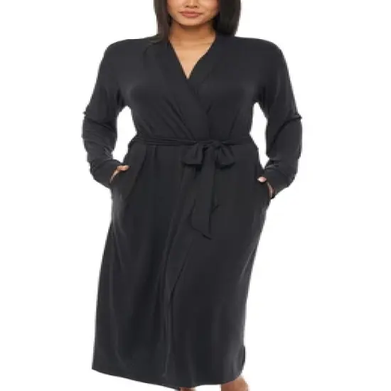 Women's Classic Soft Knit Long Lounge Robe with Pockets image {10}