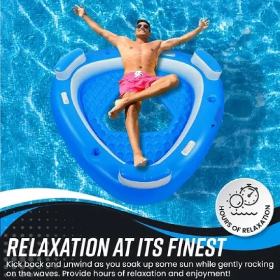 Zone Tech Inflatable Floating Island Pool Float &ndash; Comfortable Relaxation Inflatable Floating Lake Pool Lounger Raft Water Float for River and Beach image {7}