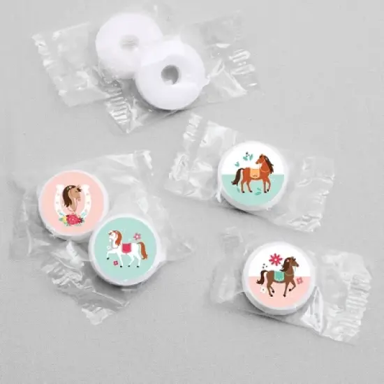 Big Dot of Happiness Run Wild Horses - Pony Birthday Party Round Candy Sticker Favors - Labels Fits Chocolate Candy (1 sheet of 108) image {2}
