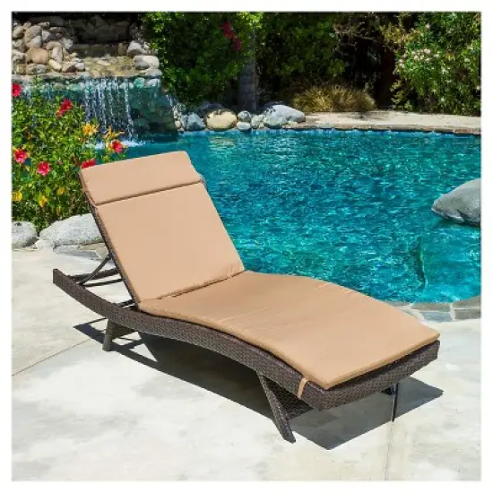 Salem Brown Wicker Adjustable Chaise Lounge - Caramel - Christopher Knight Home: UV & Weather-Resistant, Iron Frame, No Assembly Required image {1}