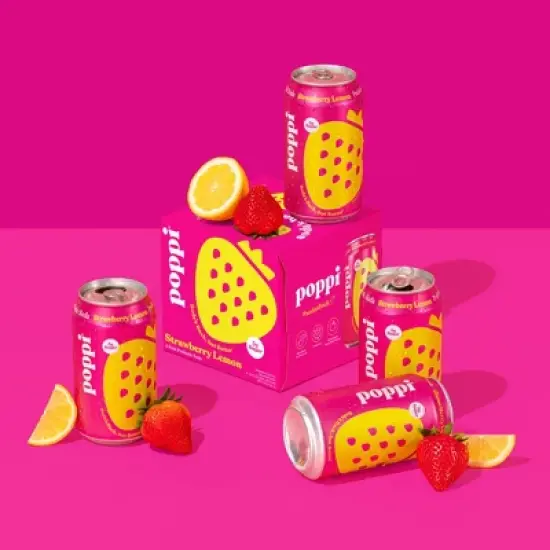 Poppi Strawberry Lemon Prebiotic Beverage - 4pk/12 fl oz Cans image {2}