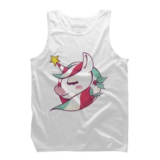 Men's Design By Humans Striped Christmas Unicorn By rasok Tank Top image {6}