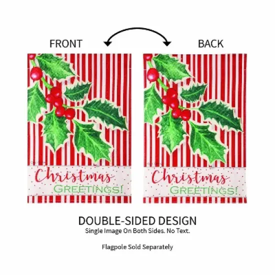 Evergreen Christmas Greetings Burlap Garden Flag 12 x 18 Inches Indoor Outdoor Decor image {4}
