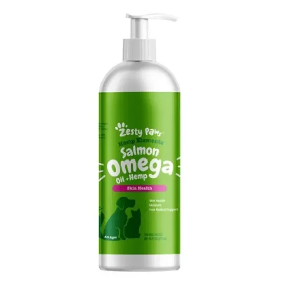 Zesty Paws Hemp Elements for Skin Health Salmon Omega Oil Plus Hemp for Dogs and Cats image {3}