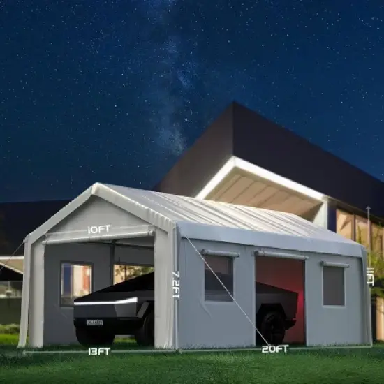 GustoWave 13x20x10ft Waterproof UV-Resistant Heavy-Duty Canopy Carport Shelter image {2}