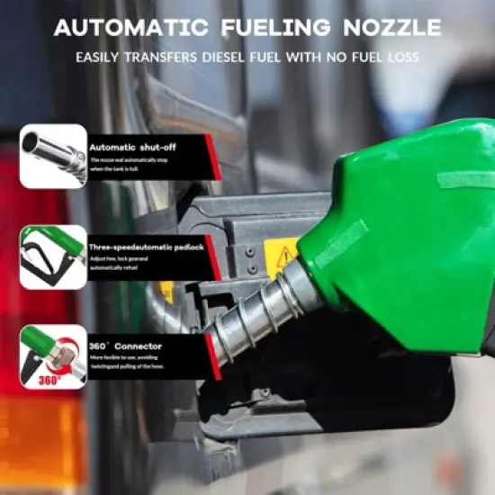 58 Gallon Portable Diesel Fuel Tank with 12v Electric Transfer Pump (10 GPM Flow), 13.1Ft Hose, Auto Nozzle & 360&iexcl;&atilde; Swivel Connector image {3}