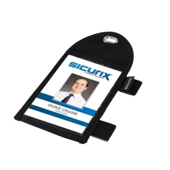 SICURIX Pen Loop ID Neck Pouch Badge Holder, Vertical, Black, Pack of 3 image {2}
