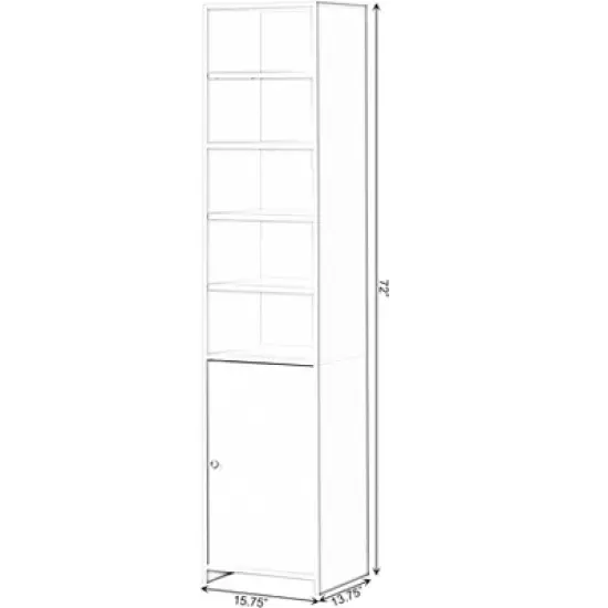 Basicwise Tall Freestanding Bathroom Laundry Storage Organizer Cabinet  Linen Tower, White image {4}