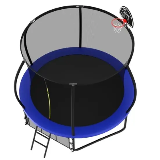 Whisen Outdoor Pumpkin Trampoline with Safety Enclosure Net, Foam Padded Poles, W-Shaped Legs, Balance Bars image {9}