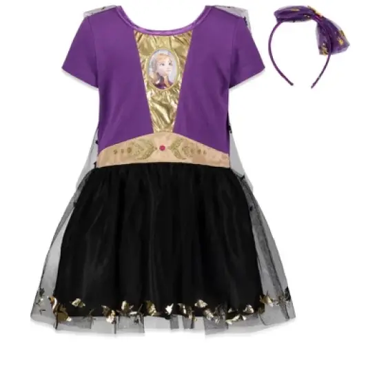 Disney Frozen Princess Anna Girls Cosplay Costume Gown and Headband Little Kid to Big Kid  image {2}