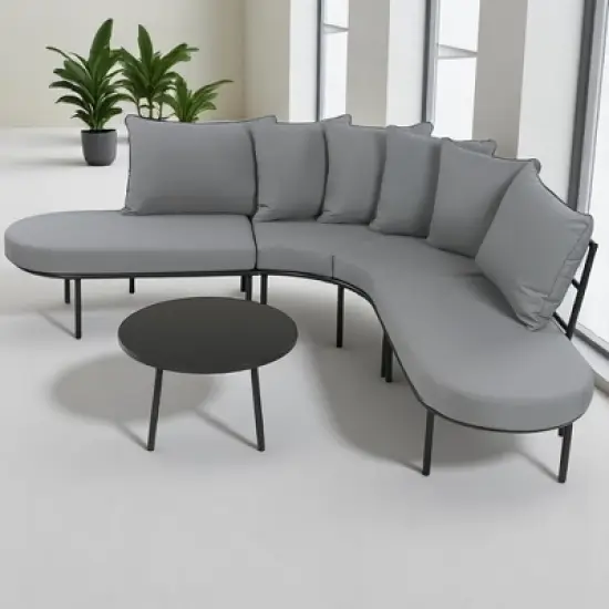 Mshliw Outdoor Patio Furniture Set - 6-Piece Modular Sectional Sofa with Coffee Table, Cushion&ndash;  Patio Seating for Garden, Backyard, Deck, Porch image {8}